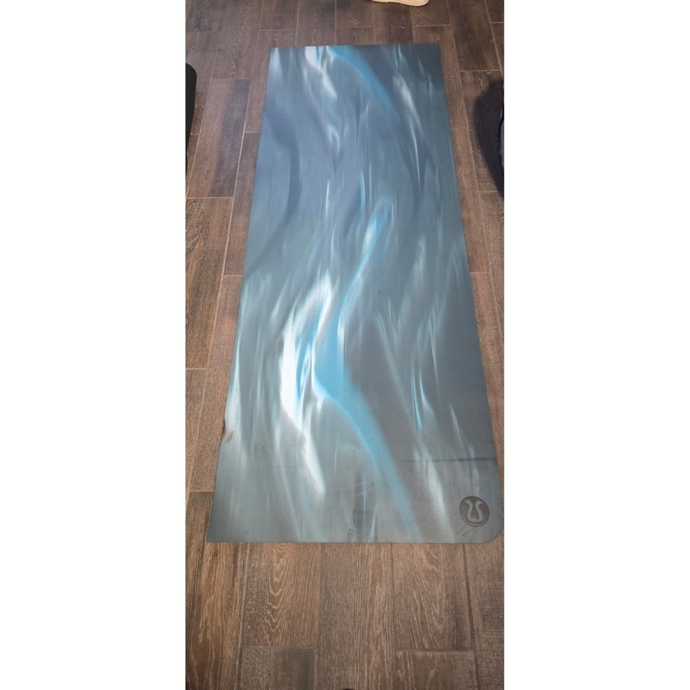 Lululemon Reversible Yoga Mat Blue Grey Marble Swirl 5mm Grippy Exercise Mat